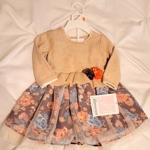 Baby Girl Dress Cream and Brown